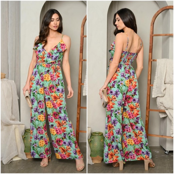 Lavender Floral Jumpsuit - Picture 9 of 9